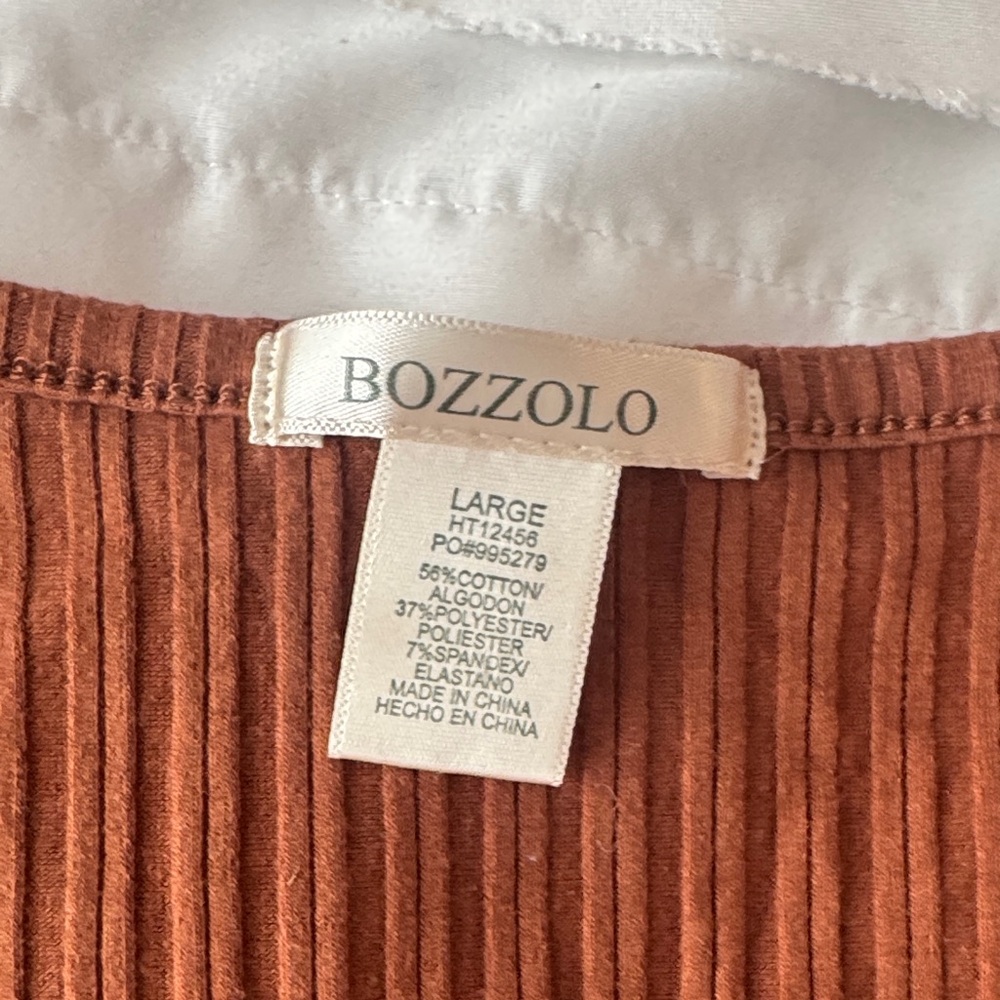 Bozzolo Rust Long Sleeve Ribbed Top - Picture 2 of 2